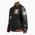 NHL Anaheim Ducks Old English Men's Rib Black Wool Varsity Jacket