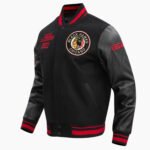 NHL Chicago Black Blackhawks Retro Classic Men's Rib Wool Varsity Jacket