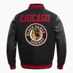 NHL Chicago Black Blackhawks Retro Classic Men's Rib Wool Varsity Jacket