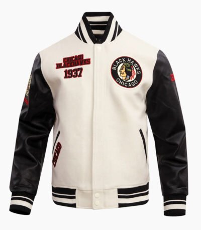 NHL Chicago Blackhawks Retro Classic Men's Rib Wool Varsity Jacket