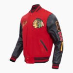 NHL Chicago Blackhawks Script Tail Men's Rib Wool Varsity Jacket