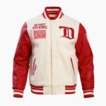 NHL Detroit Eggshell Wings Retro Classic Men's Rib Wool Varsity Jacket