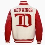 NHL Detroit Eggshell Wings Retro Classic Men's Rib Wool Varsity Jacket