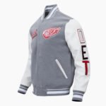 NHL Detroit Grey Wings Script Tail Men's Rib Wool Varsity Jacket