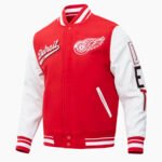 NHL Detroit Red Wings Script Tail Men's Rib Wool Varsity Jacket