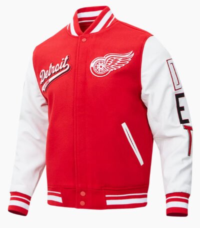 NHL Detroit Red Wings Script Tail Men's Rib Wool Varsity Jacket