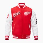 NHL Detroit Red Wings Script Tail Men's Rib Wool Varsity Jacket