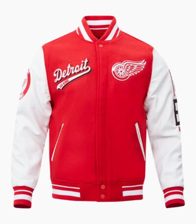 NHL Detroit Red Wings Script Tail Men's Rib Wool Varsity Jacket