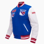 NHL New York Rangers Retro Classic Men's Rib Blue Wool Varsity Jacket