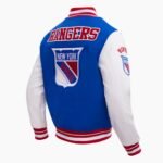 NHL New York Rangers Retro Classic Men's Rib Blue Wool Varsity Jacket