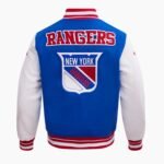 NHL New York Rangers Retro Classic Men's Rib Blue Wool Varsity Jacket