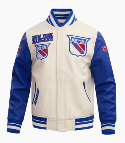 NHL New York Rangers Retro Classic Men's Rib Wool Varsity Jacket