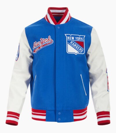 NHL New York Rangers Script Tail Men's Rib Wool Varsity Jacket