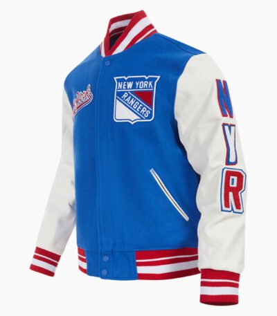 NHL New York Rangers Script Tail Men's Rib Wool Varsity Jacket