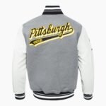 NHL Pittsburgh Grey Penguins Script Tail Men's Rib Wool Varsity Jacket