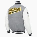 NHL Pittsburgh Grey Penguins Script Tail Men's Rib Wool Varsity Jacket