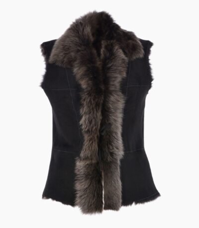 Reversible Toscana Suede Leather Gilet Black