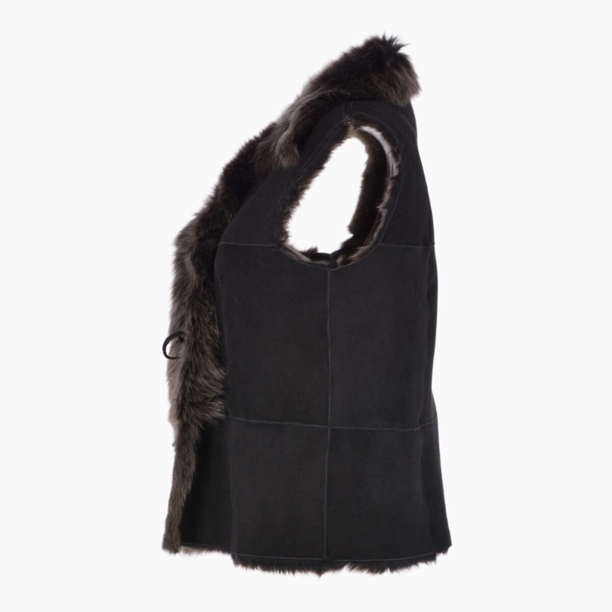 Reversible Toscana Suede Leather Gilet Black