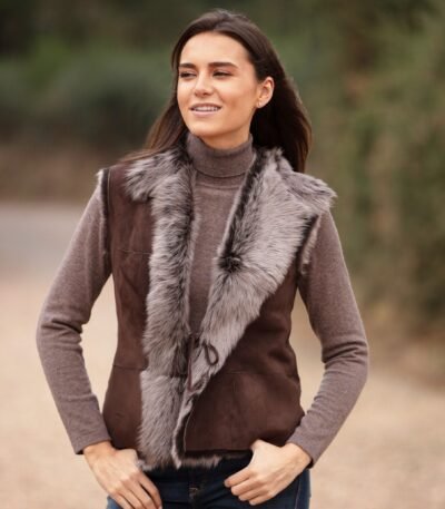 Reversible Toscana Suede Leather Gilet Brown