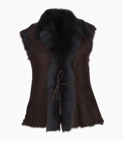 Reversible Toscana Suede Leather Gilet Dark Brown
