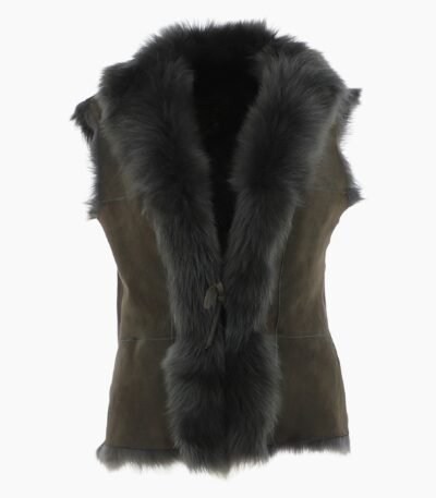 Reversible Toscana Suede Leather Gilet Green