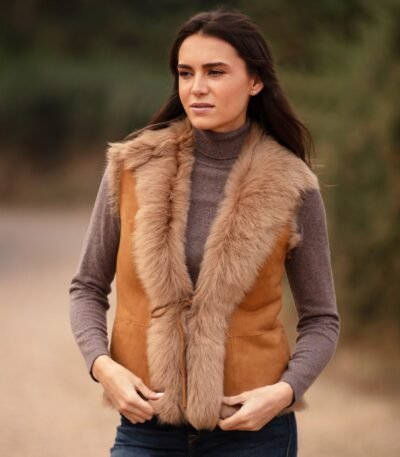 Reversible Toscana Suede Leather Gilet Honey
