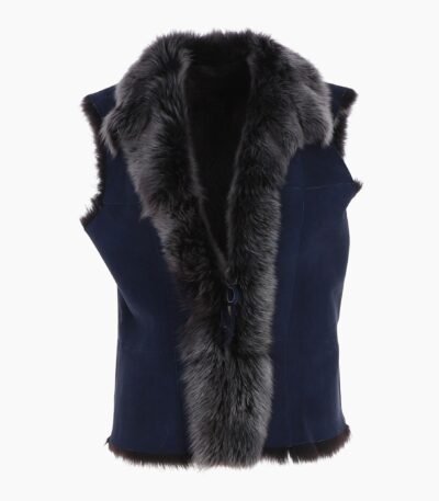 Reversible Toscana Suede Leather Gilet Navy