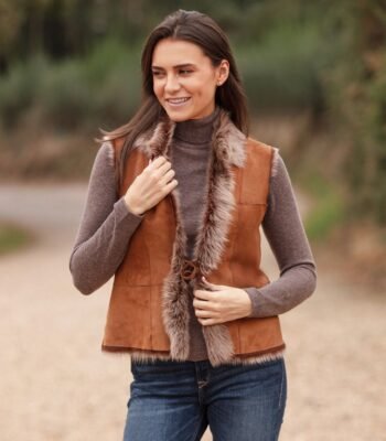 Reversible Toscana Suede Leather Gilet Tan