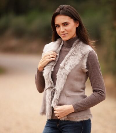 Reversible Toscana Suede Leather Gilet Topo