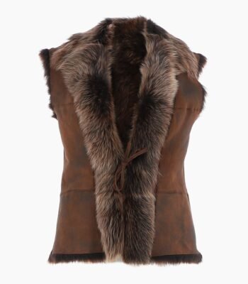 Reversible Toscana Suede Leather Gilet Vin Tan