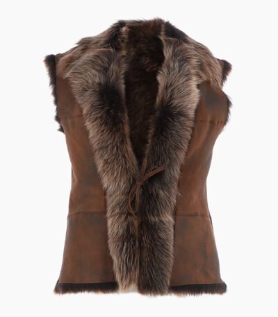 Reversible Toscana Suede Leather Gilet Vin Tan