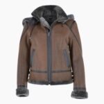 Short Hooded Sheepskin Flying Jacket Tobacco