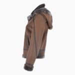 Short Hooded Sheepskin Flying Jacket Tobacco