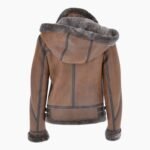 Short Hooded Sheepskin Flying Jacket Tobacco