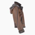 Short Hooded Sheepskin Flying Jacket Tobacco