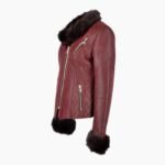 Short Toscana Biker Style Sheepskin Jacket Bordeaux