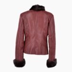 Short Toscana Biker Style Sheepskin Jacket Bordeaux