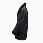 Single Breasted Sheepskin Coat With Long Haired Lapel Black