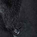 Single Breasted Sheepskin Coat With Long Haired Lapel Black