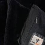 Single Breasted Sheepskin Coat With Long Haired Lapel Black