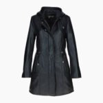 Stylish Leather Ladies Three Quarter Jacket Black