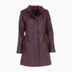 Stylish Leather Ladies Three Quarter Jacket Burgundy