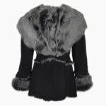 Toscana Long Haired Shearling Jacket With Large Hood Black