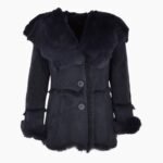 Toscana Long Haired Shearling Jacket With Large Hood Ombre Blue