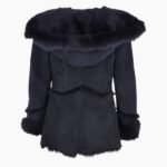 Toscana Long Haired Shearling Jacket With Large Hood Ombre Blue