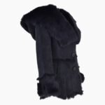 Toscana Long Haired Shearling Jacket With Large Hood Ombre Blue