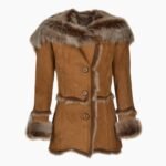 Toscana Long Haired Shearling Jacket With Large Hood Tan
