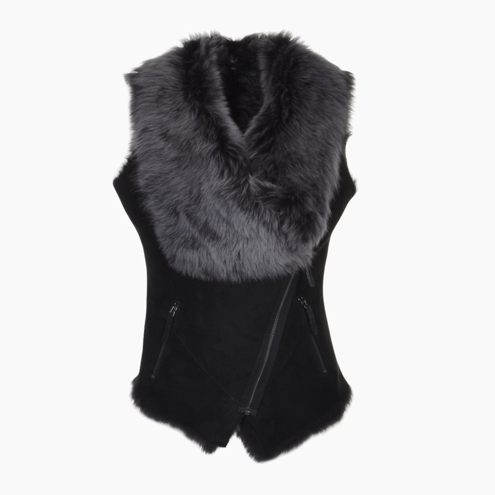Toscana Suede Leather Biker Gilet Black Toscana Suede Leather Biker Gilet Black