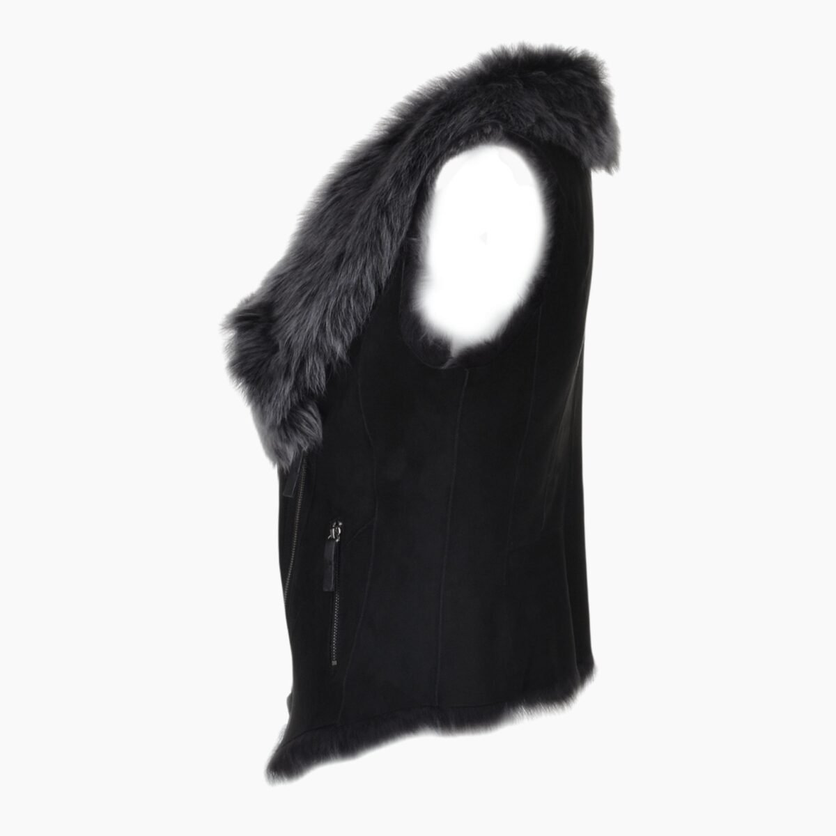 Toscana Suede Leather Biker Gilet Black