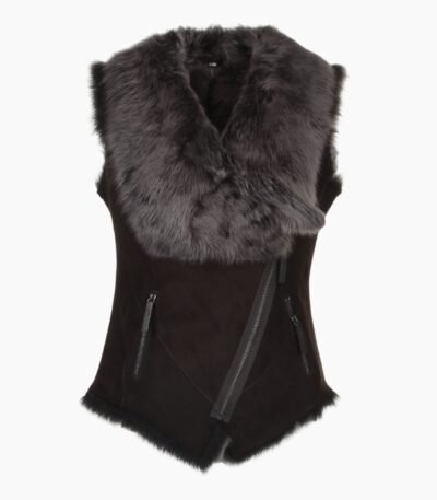 Toscana Suede Leather Biker Gilet Brown